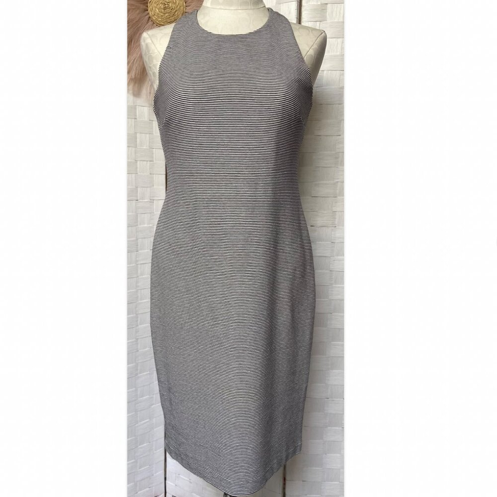 Trina Turk Striped Blue & White Stretch Sheath Dress Size 10
